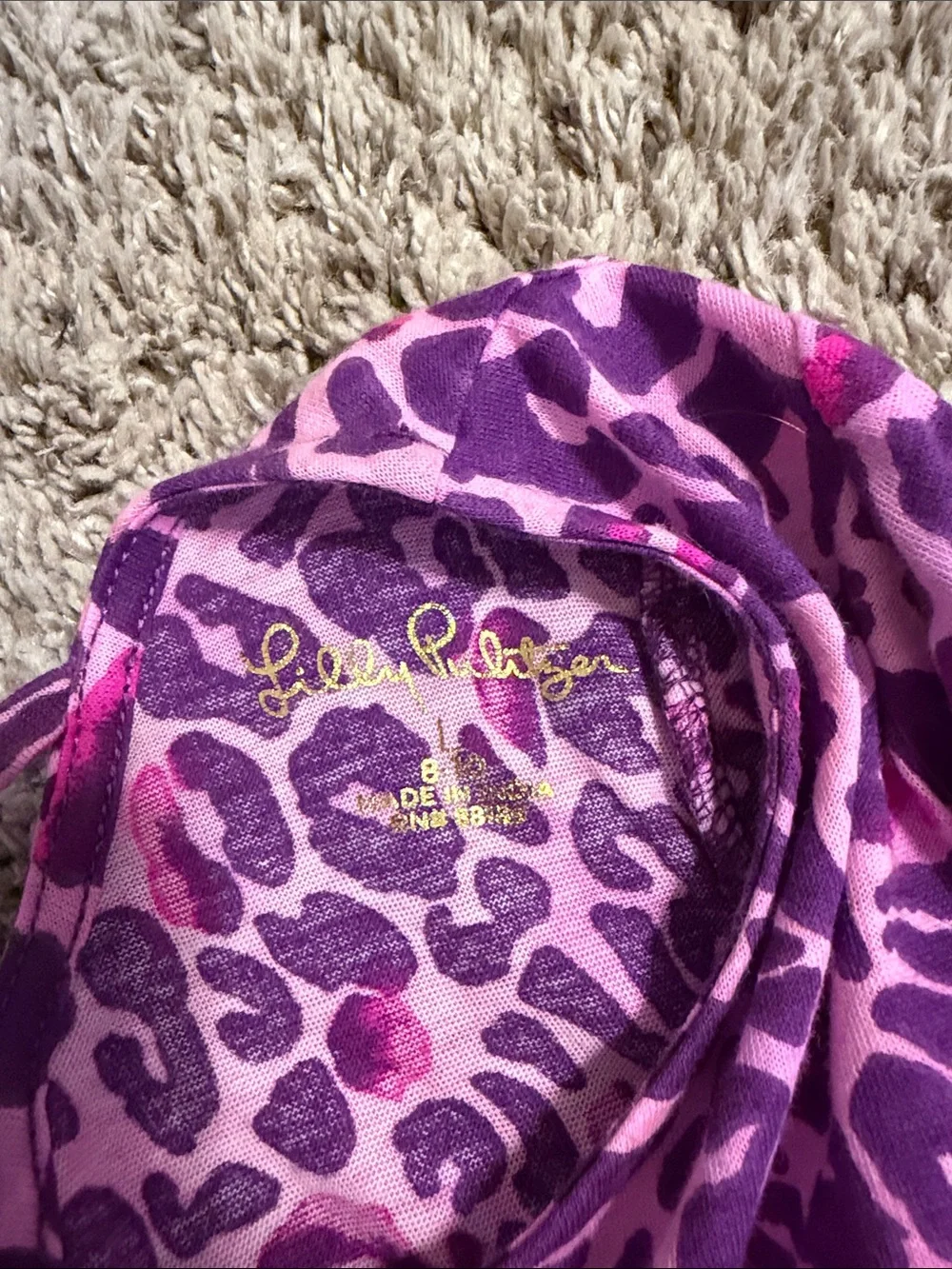 Lilly Pulitzer Girls' Pink Purple Leopard Print Long-Sleeve Dress